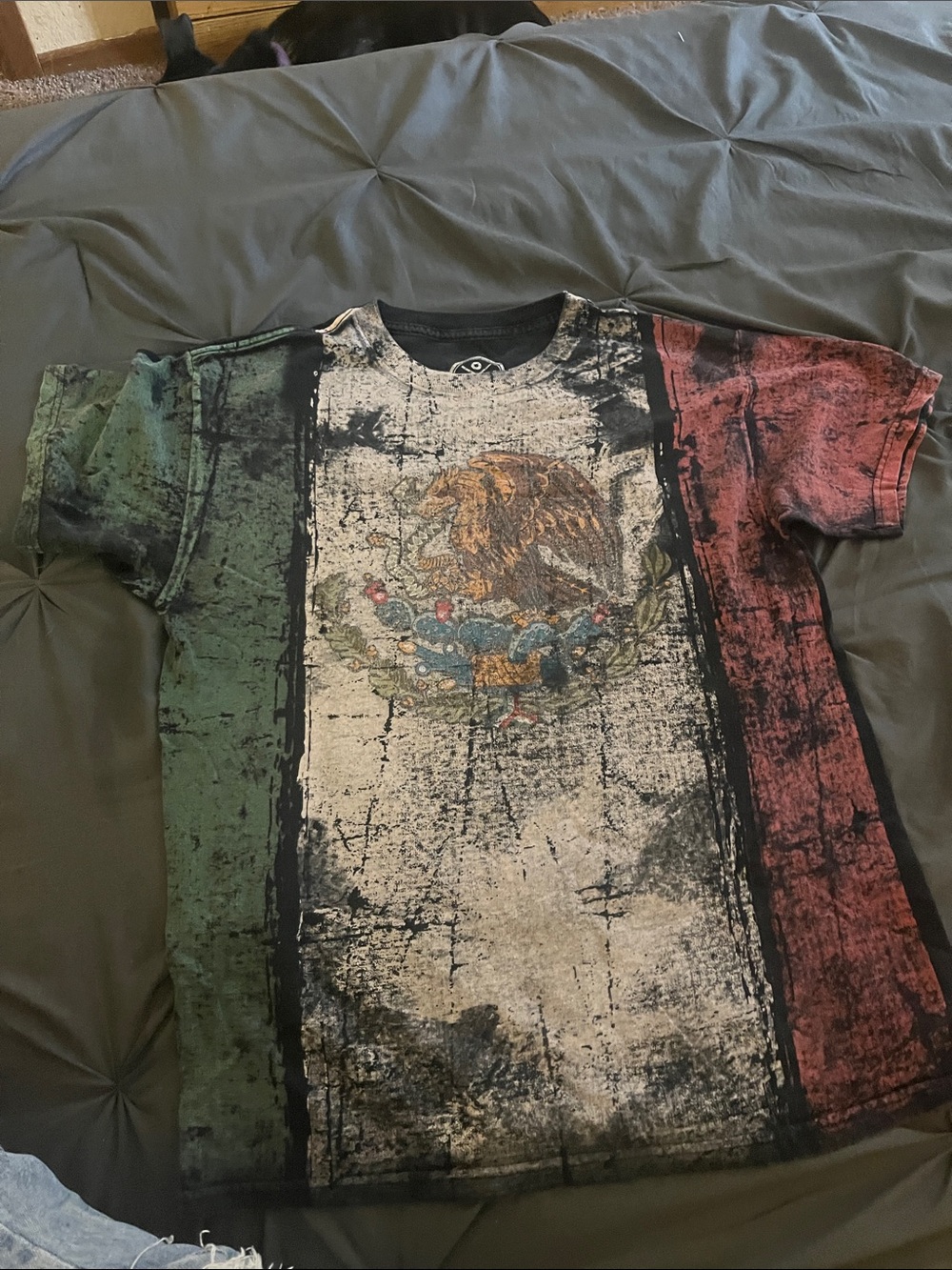 Graphic Eagle Emblem Kids Tee - Red, Green, Cream